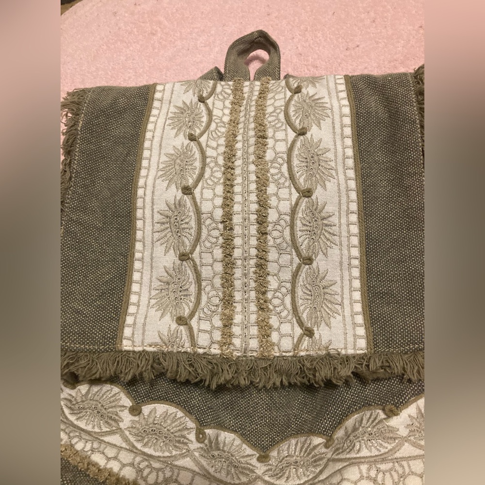 myra green backpack bag w/ tie details & magnetic closure – large size